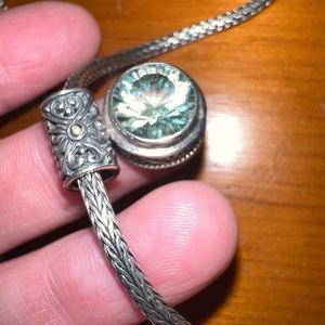 Samuel B Sterling Silver 18K YG Prasiolite Quartz Pendant Necklace